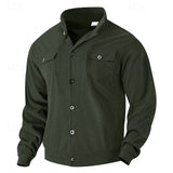 Men's Lapel-Collar Utility Jacket - Lightweight Button-Front Layer