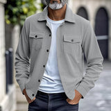 Men's Lapel-Collar Utility Jacket - Lightweight Button-Front Layer