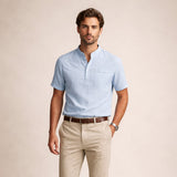 Men's Cotton Linen Henley Shirt | Breathable Comfort, Effortless Style