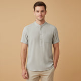 Men's Cotton Linen Henley Shirt | Breathable Summer Comfort