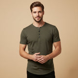 Men's Breathable Henley Collar T-Shirt | Comfortable Summer Style