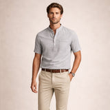 Men's Cotton Linen Henley Shirt | Breathable Comfort, Effortless Style