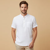 Men's Summer Henley Linen Shirt | Breathable Beach Comfort