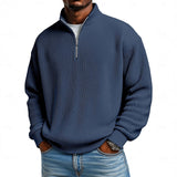 Men's Ribbed Quarter Zip Pullover – Stretch Knit Casual Top