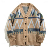 Men's Patterned V-Neck Button Cardigan - Knit Layering Piece