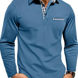 Men's Long Sleeve Slim Fit Polo | Check Accent Detail