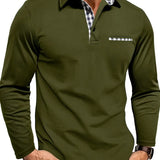 Men's Long Sleeve Slim Fit Polo | Check Accent Detail
