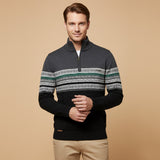 Men's Quarter Zip Cotton Sweater | Classic Fair Isle Comfort & Style