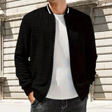 Men's Waffle-Textured Stand-Collar Jacket - Lightweight Layer