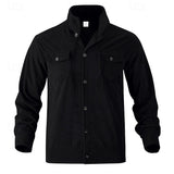 Men's Lapel-Collar Utility Jacket - Lightweight Button-Front Layer