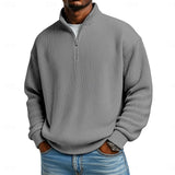 Men's Ribbed Quarter Zip Pullover – Stretch Knit Casual Top