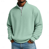 Men's Ribbed Quarter Zip Pullover – Stretch Knit Casual Top