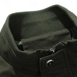 Men's Field-Style Utility Jacket - Stand-Collar Pocketed Layer