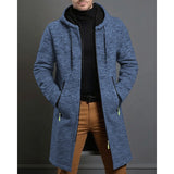 Men's Long Hooded Coat – Minimalist Mid-Length Winter Overcoat