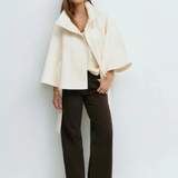 Women's Cape Coat – Belted High Collar Elegant Winter Cape