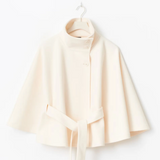Women's Cape Coat – Belted High Collar Elegant Winter Cape