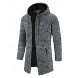 Men's Long Hooded Coat – Minimalist Mid-Length Winter Overcoat