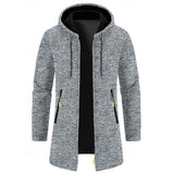 Men's Long Hooded Coat – Minimalist Mid-Length Winter Overcoat
