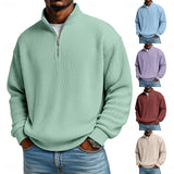 Men's Ribbed Quarter Zip Pullover – Stretch Knit Casual Top