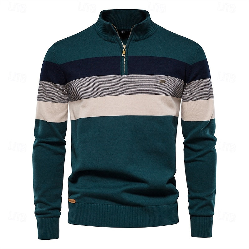 Men's Colour Block Half Zip Sweater – Modern Knit Top