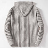Men's Cable-Knit Hooded Cardigan - Button-Front Casual Layer