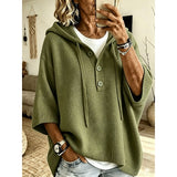 Women's Relaxed-Fit Hooded Jumper - Ribbed Cuff Knit Pullover